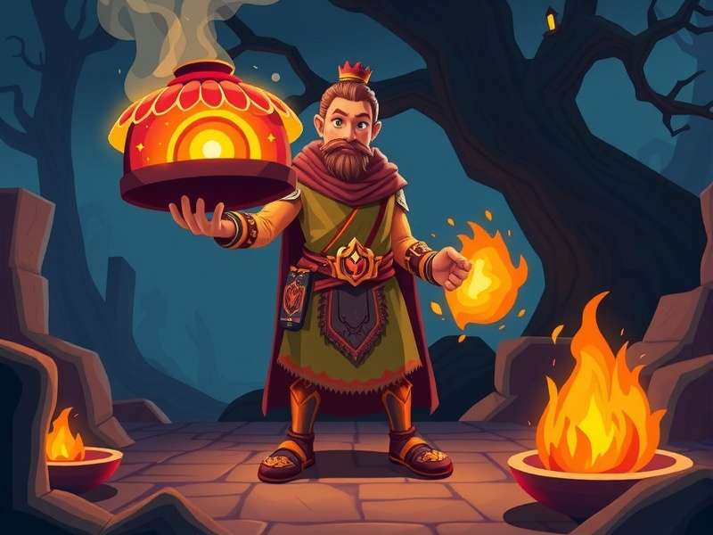 Mystic Tandoori Path game hero character holding a magical tandoori oven